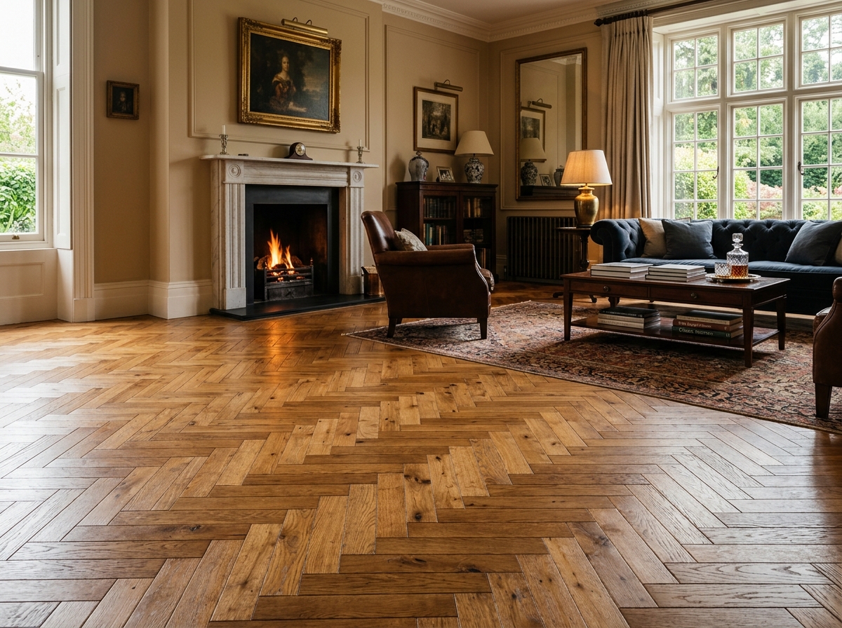 Parquet in vero legno di rovere naturale posato a spina